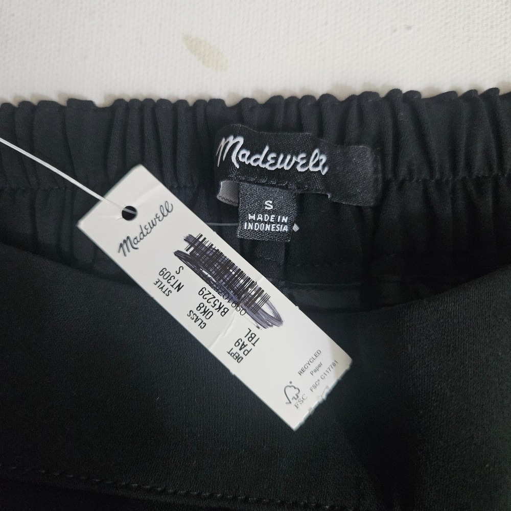Madewell Pull On Straight Pants in Crepe True Black Relaxed Size Small NT309 - Picture 4 of 4